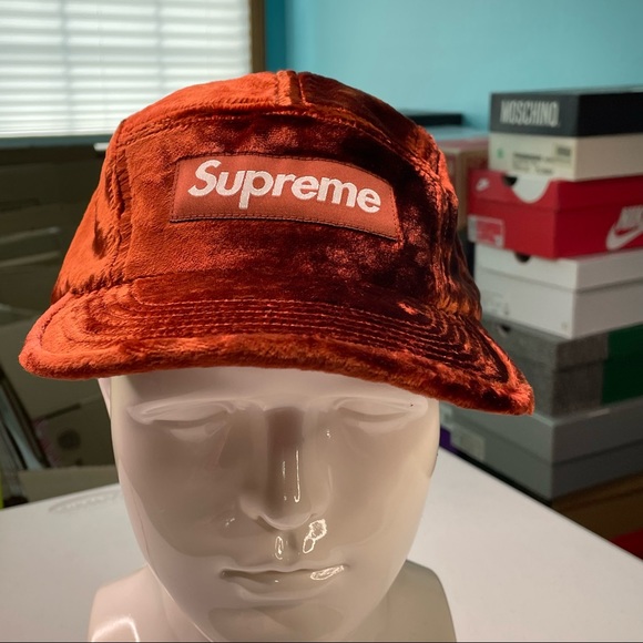 Supreme Other - Supreme Unisex Rust Color Crushed Velvet Adjustable Camp Cap